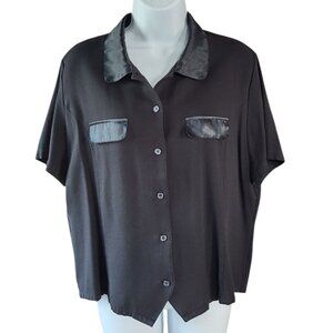 Croft & Barrow Black Button-Down Blouse Size L
